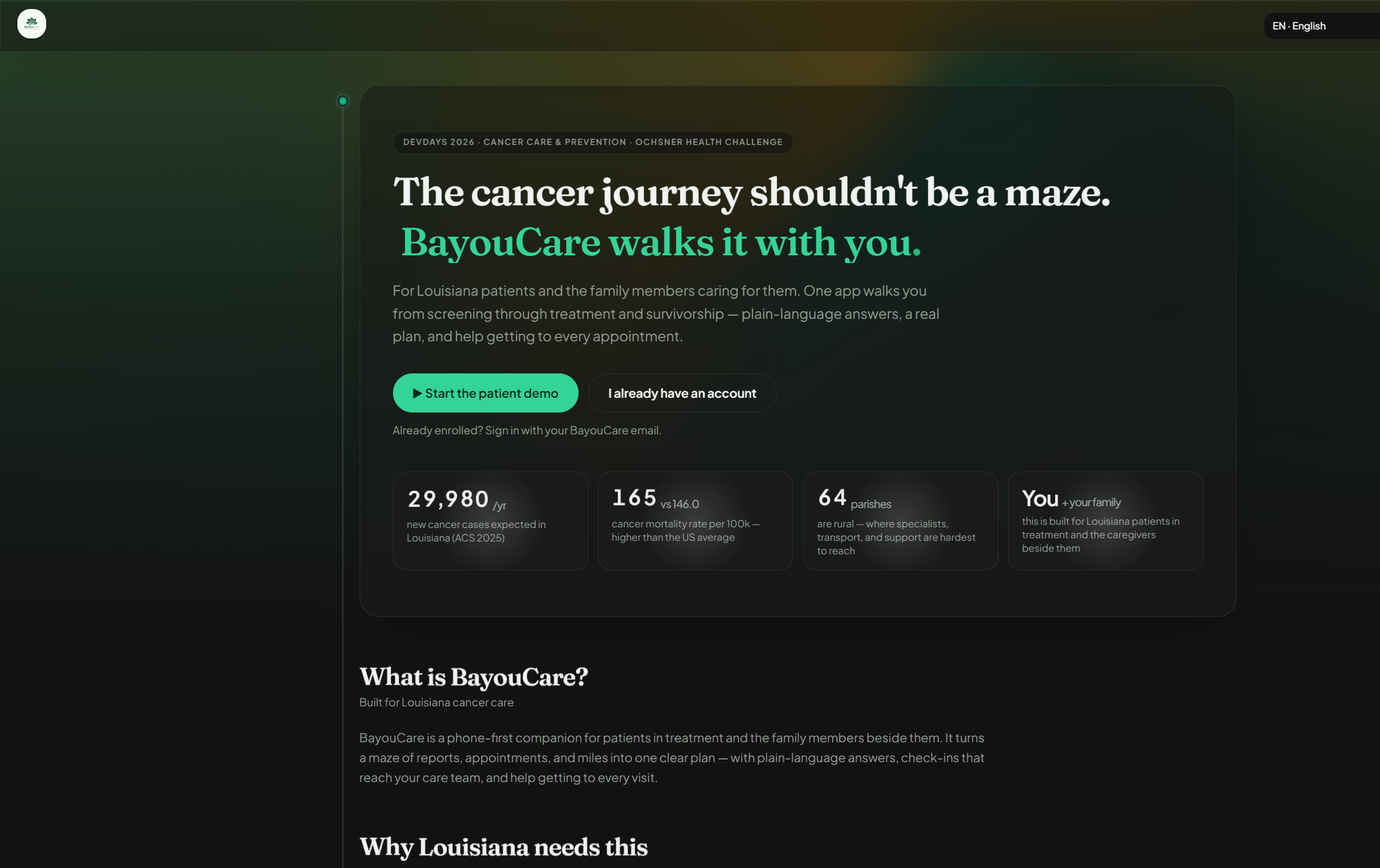 BayouCare web app screenshot